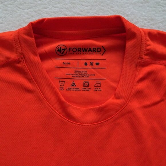 47 Brand EDMONTON OILERS Hockey T-Shirt Size M Orange Microlite Fabric Logo - Picture 3 of 6